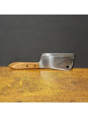 Vintage Bonny Stainless Steel Meat Cleaver Cheese Mini Wood Handle 6.5” Knife